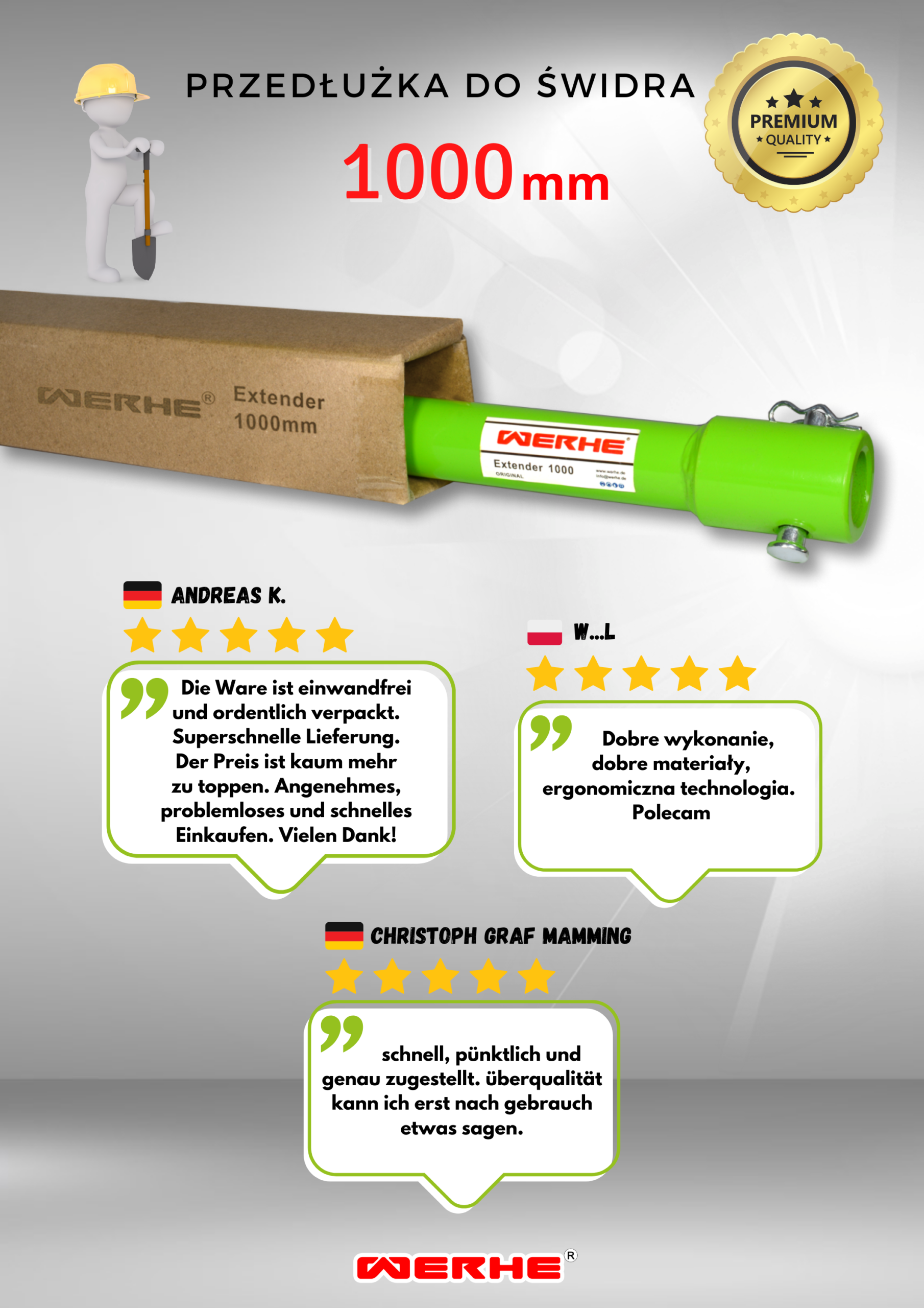 Przedłużki do świdra 1000mm Premium Pełna - obrazek 4