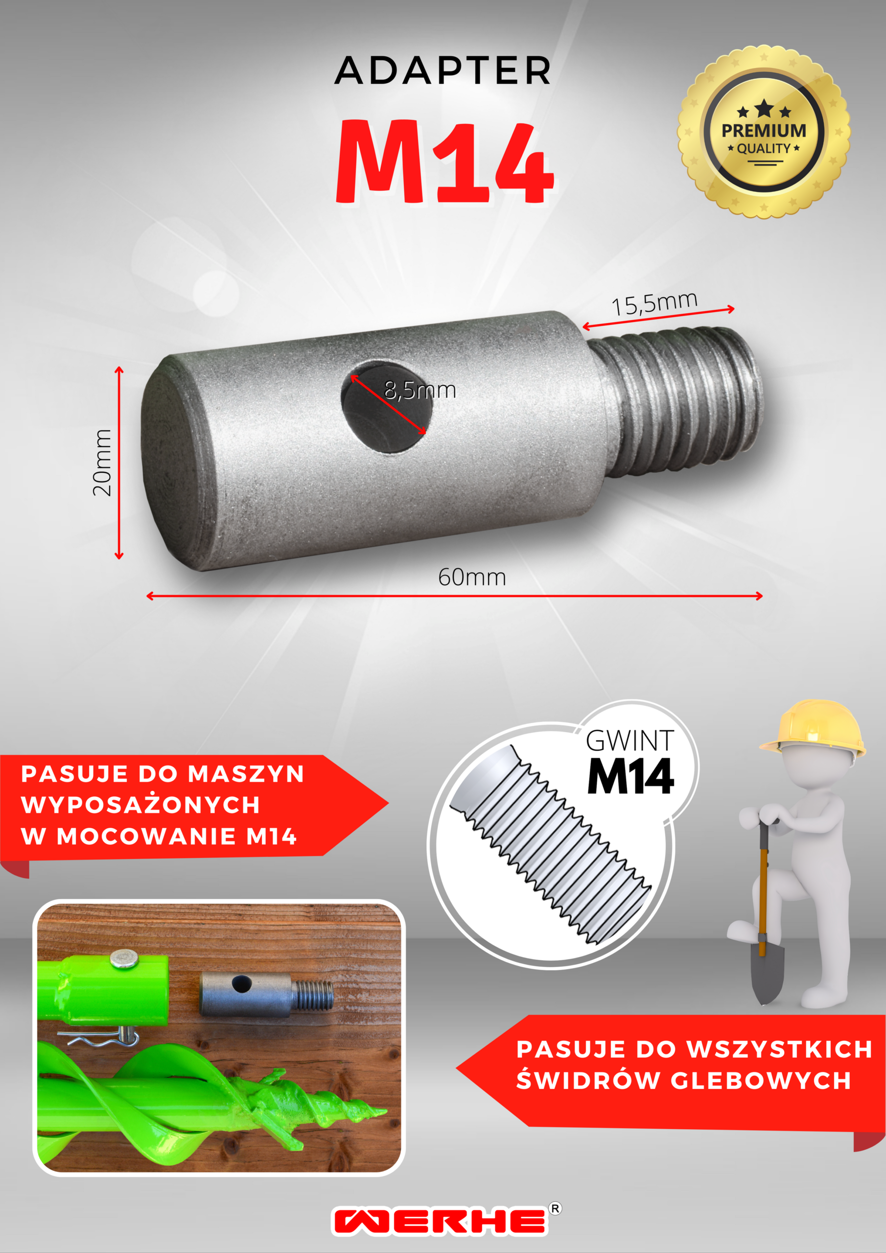 Wiertło Do Gleby 120mm Pojedynczo Plecione Z adapterem M14 - obrazek 6