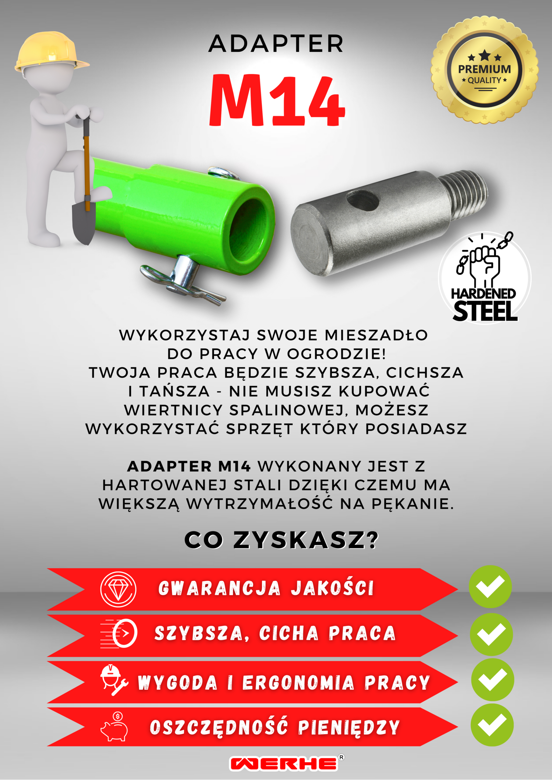 Wiertło Do Gleby 120mm Pojedynczo Plecione Z adapterem M14 - obrazek 9