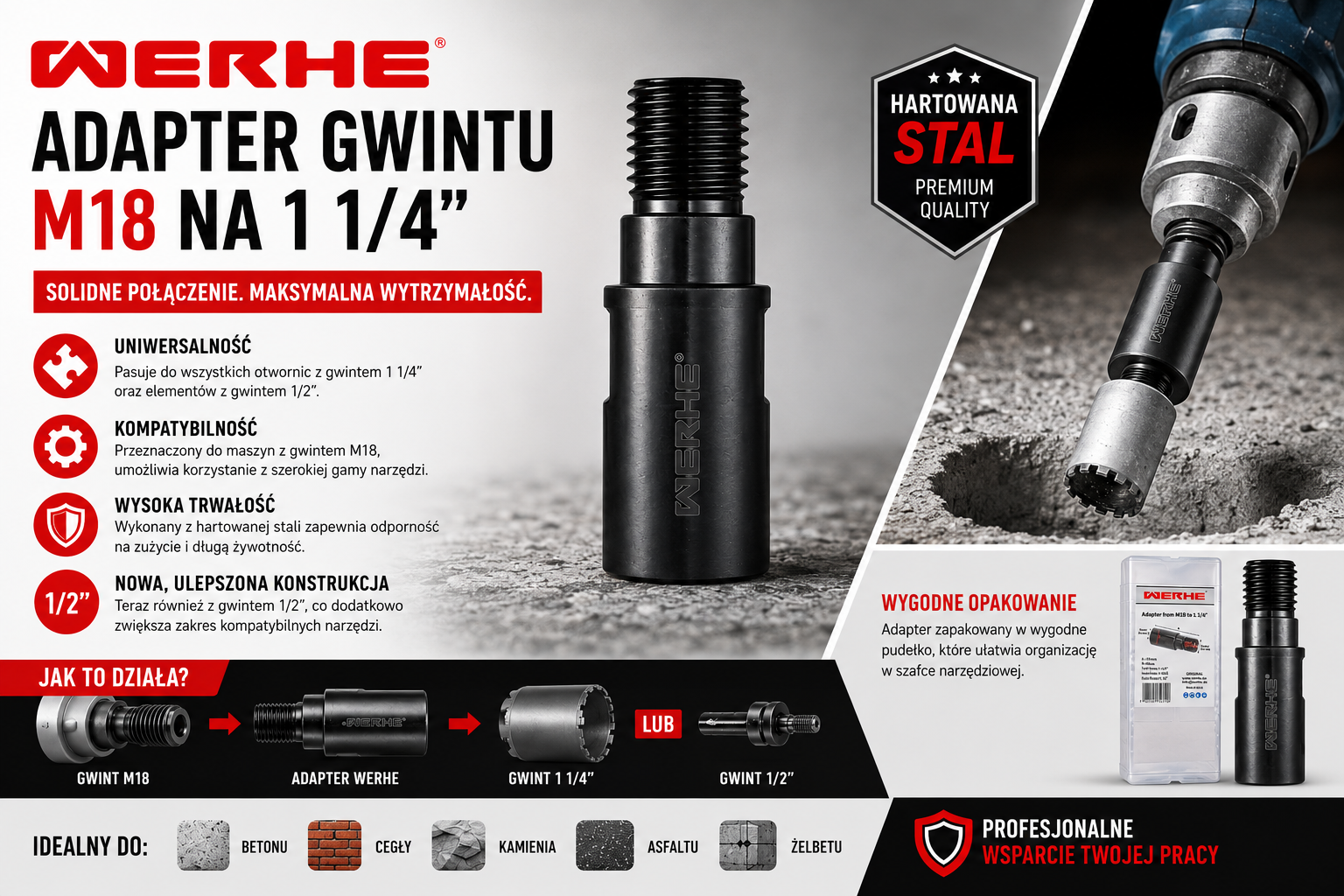 Adapter M18 do 1.1/4 do otwornic koronowych - obrazek 6
