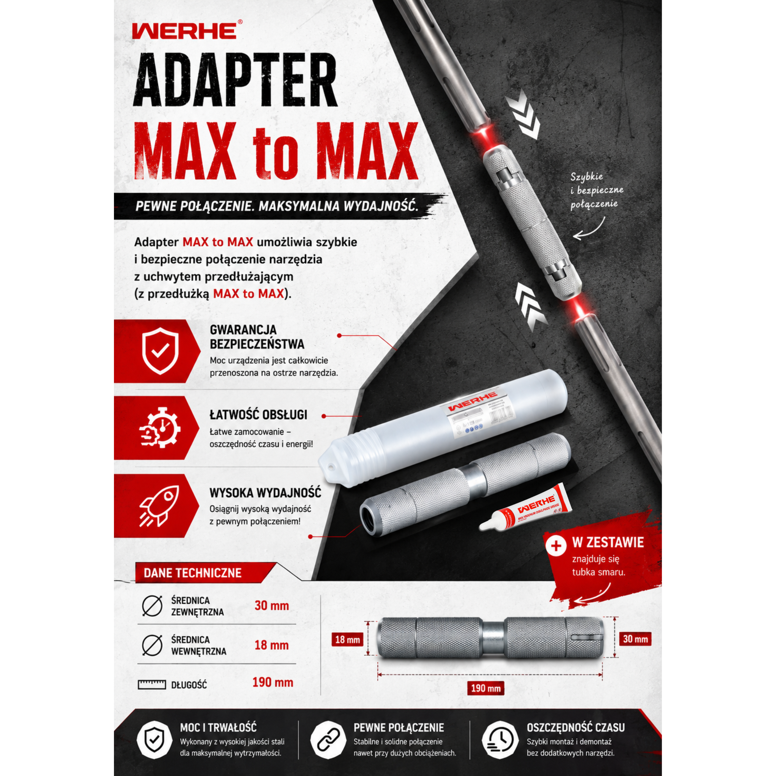 Adapter łącznik SDS Max do SDS Max - obrazek 2