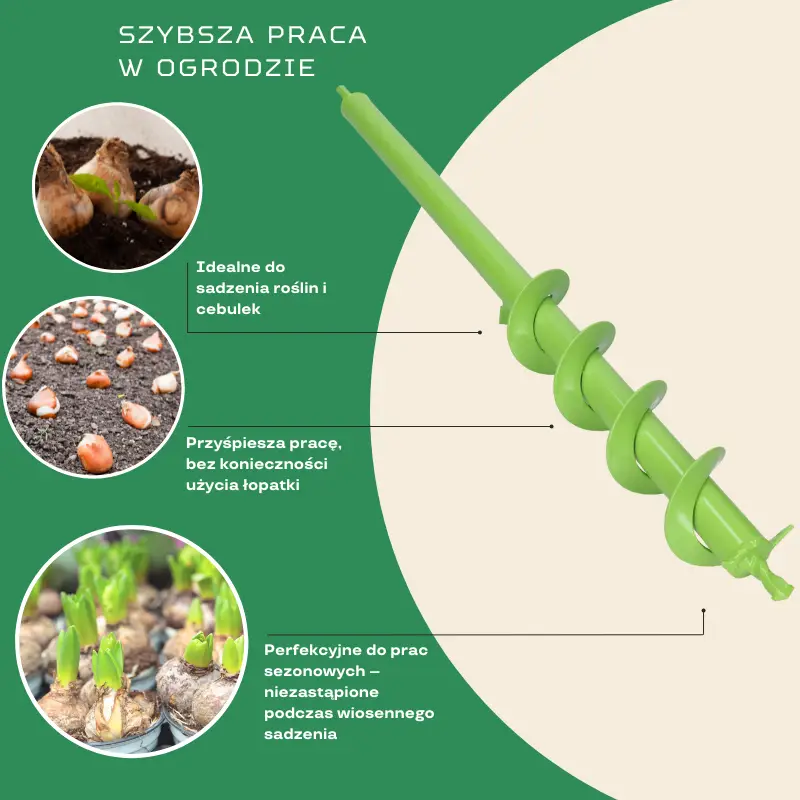 Świder do gleby 60x600 mm - wąskie otwory pod rośliny, słupki i instalacje - obrazek 4