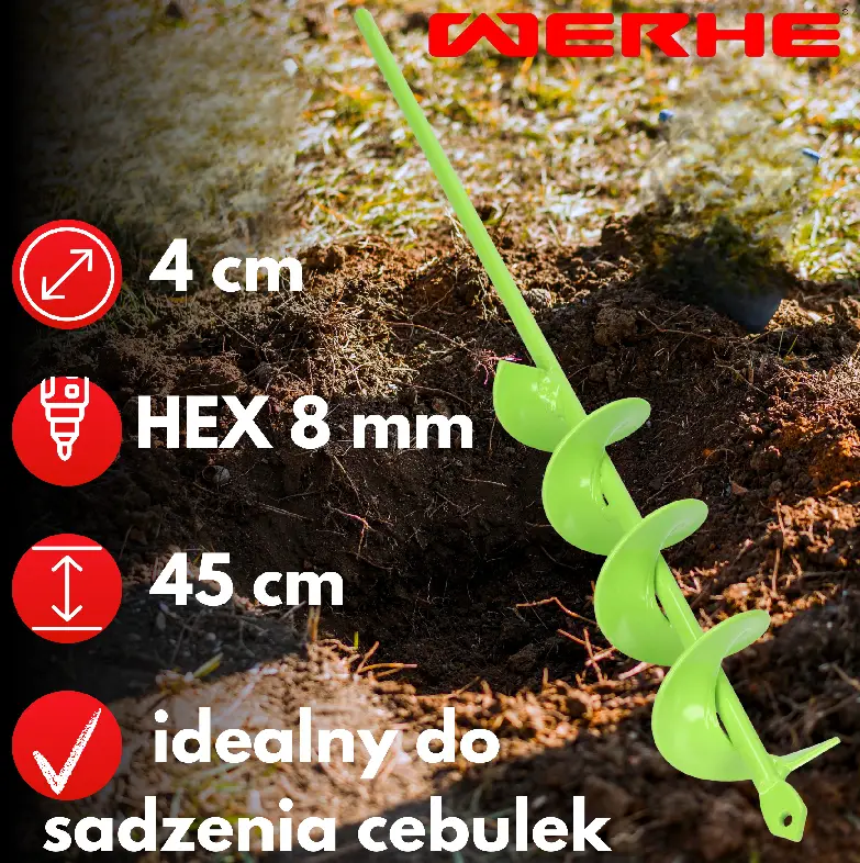 Świder do gleby 40x450 mm - wąskie otwory pod rośliny, słupki i instalacje - obrazek 5