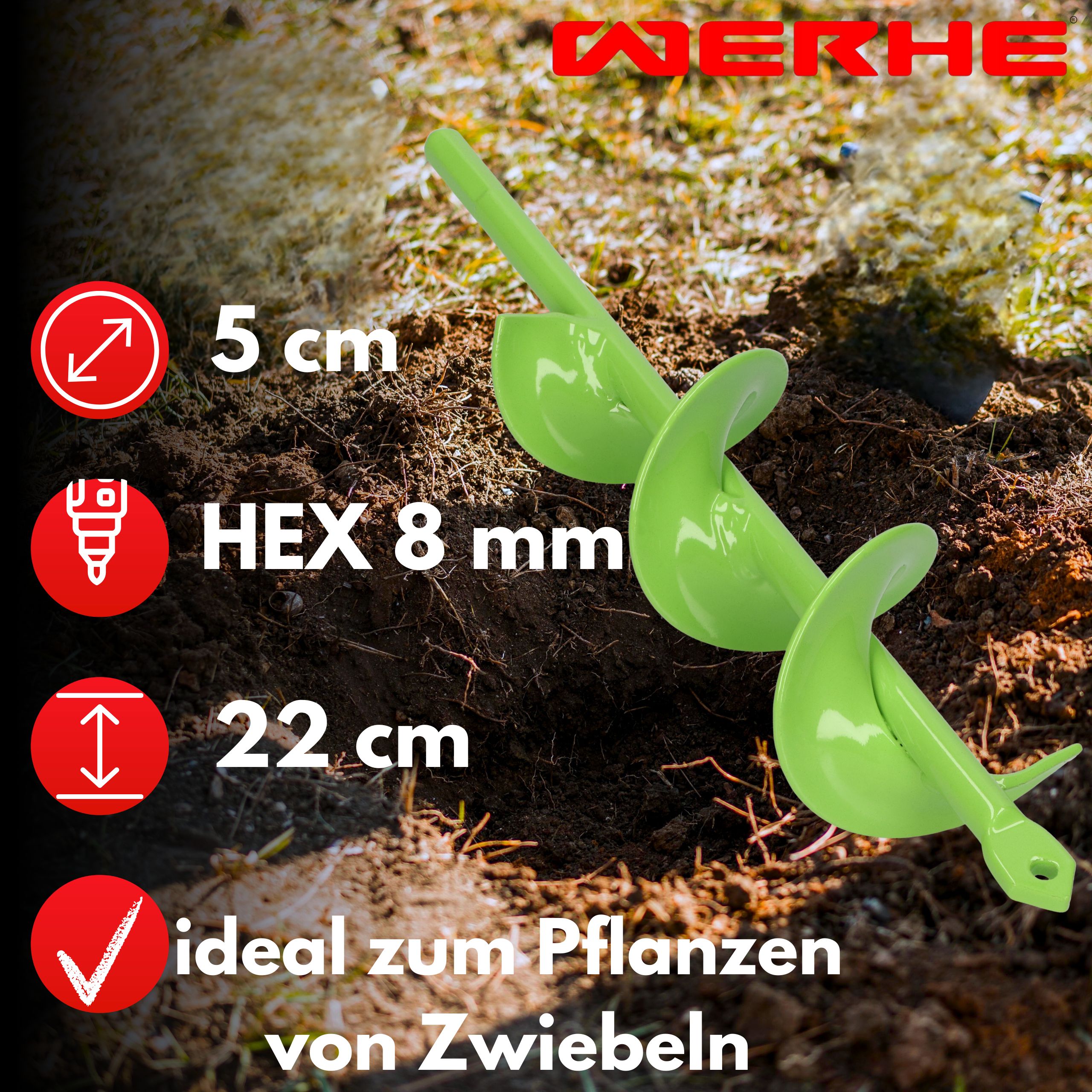 Świder do gleby 50x220 mm - wąskie otwory pod rośliny, słupki i instalacje - obrazek 3