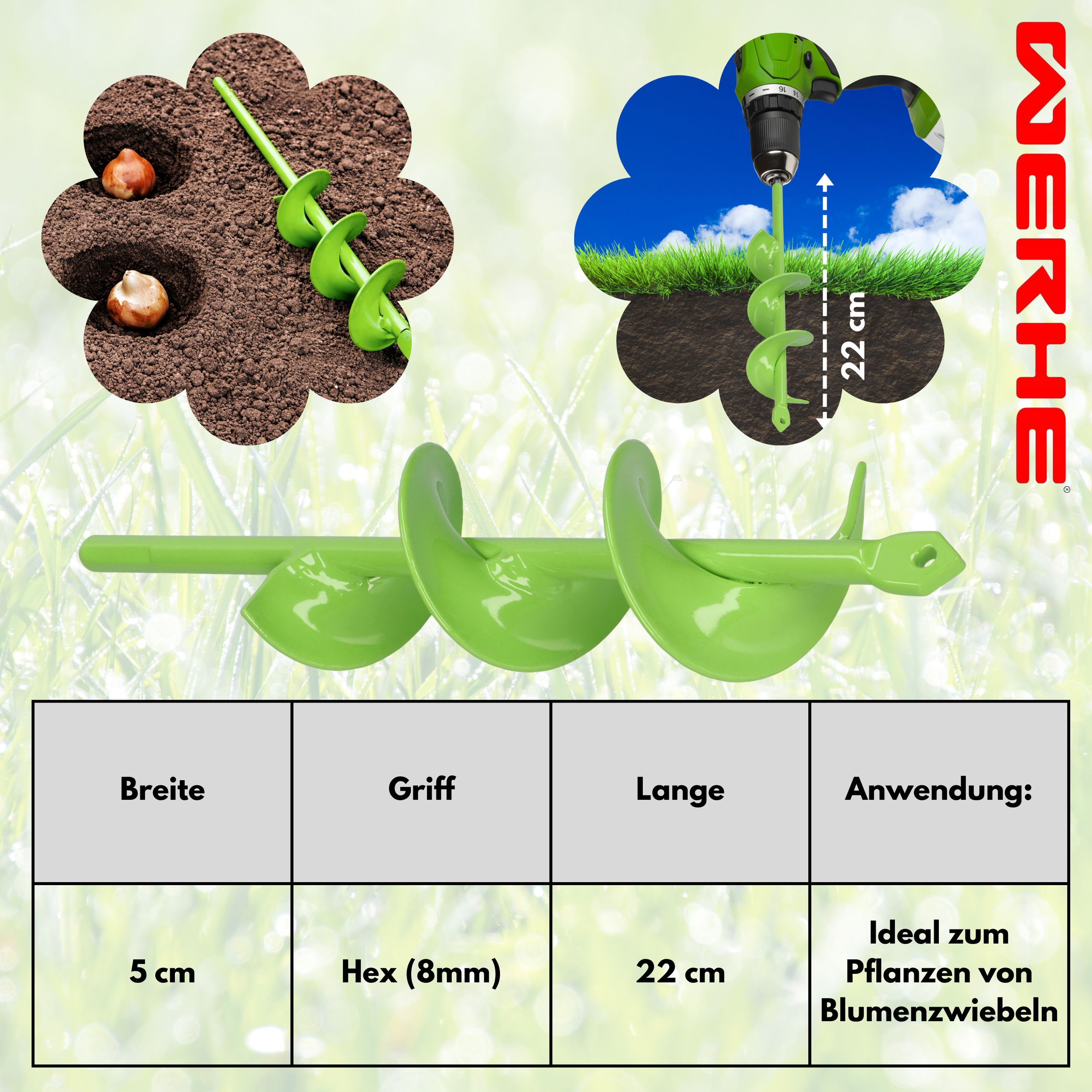 Świder do gleby 50x220 mm - wąskie otwory pod rośliny, słupki i instalacje - obrazek 8