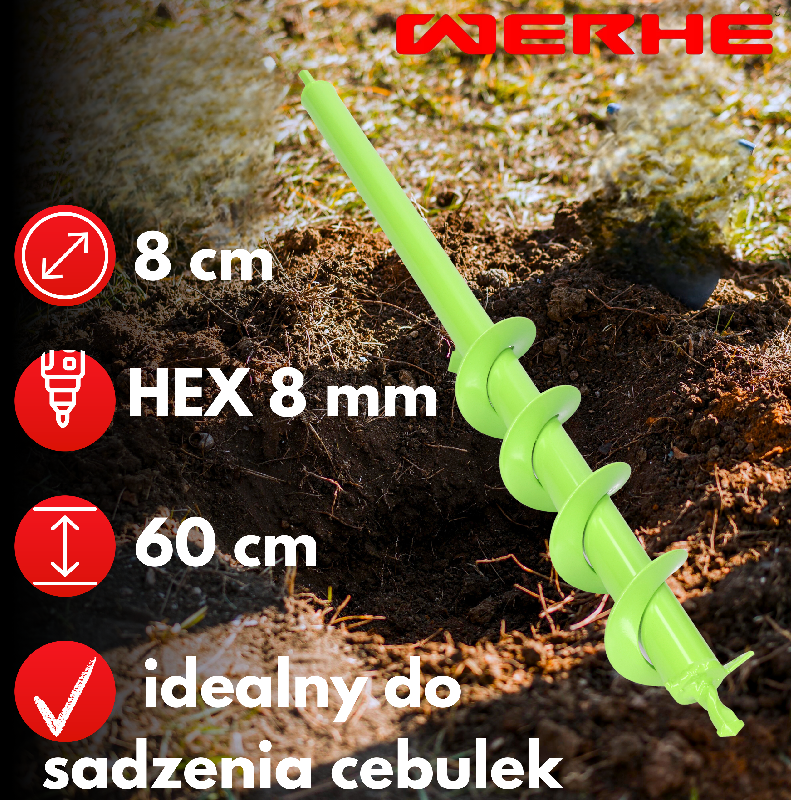 Świder do ziemi 80x600 mm do wkrętarki – sadzenie, drenaż i montaż w ogrodzie - obrazek 7