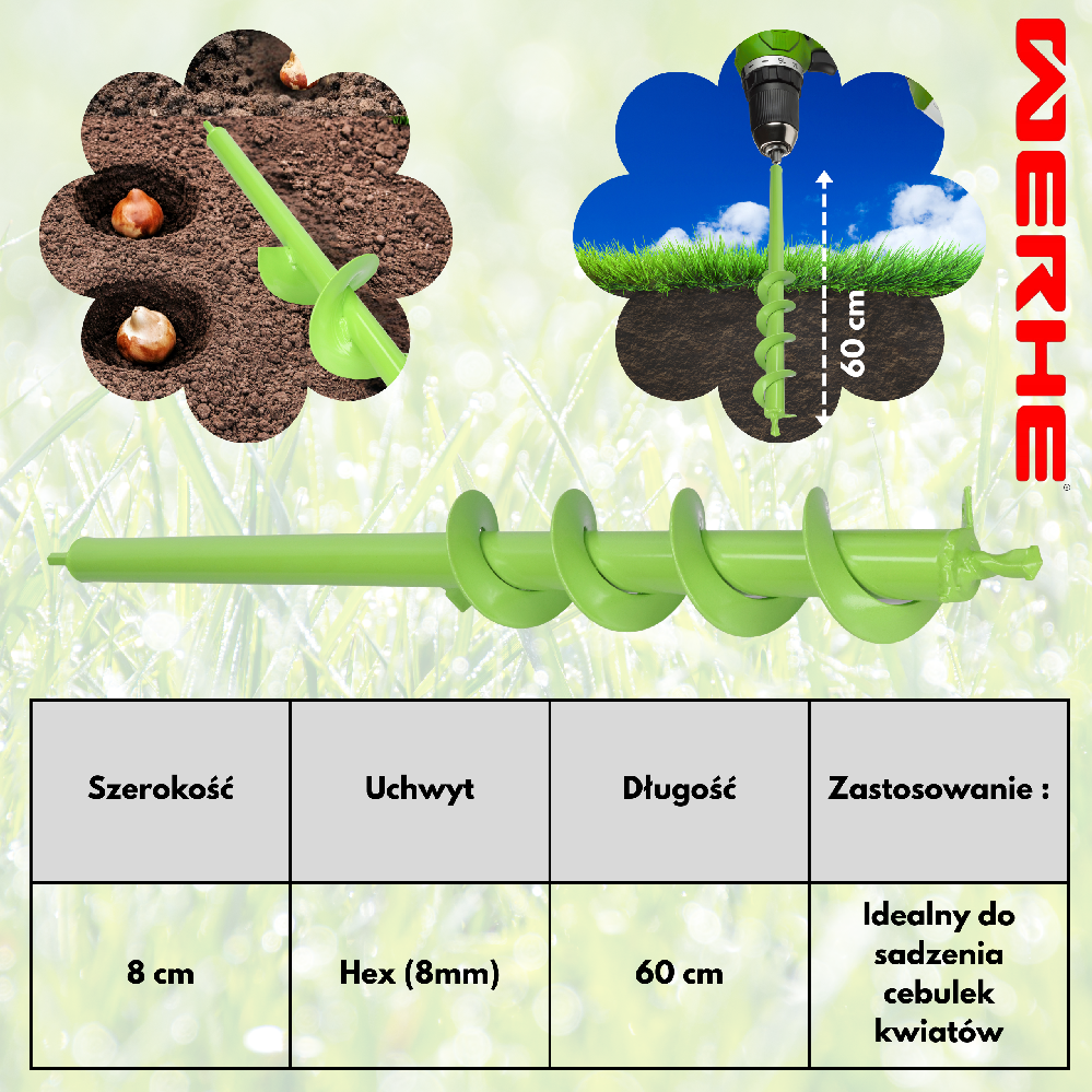 Świder do ziemi 80x600 mm do wkrętarki – sadzenie, drenaż i montaż w ogrodzie - obrazek 9