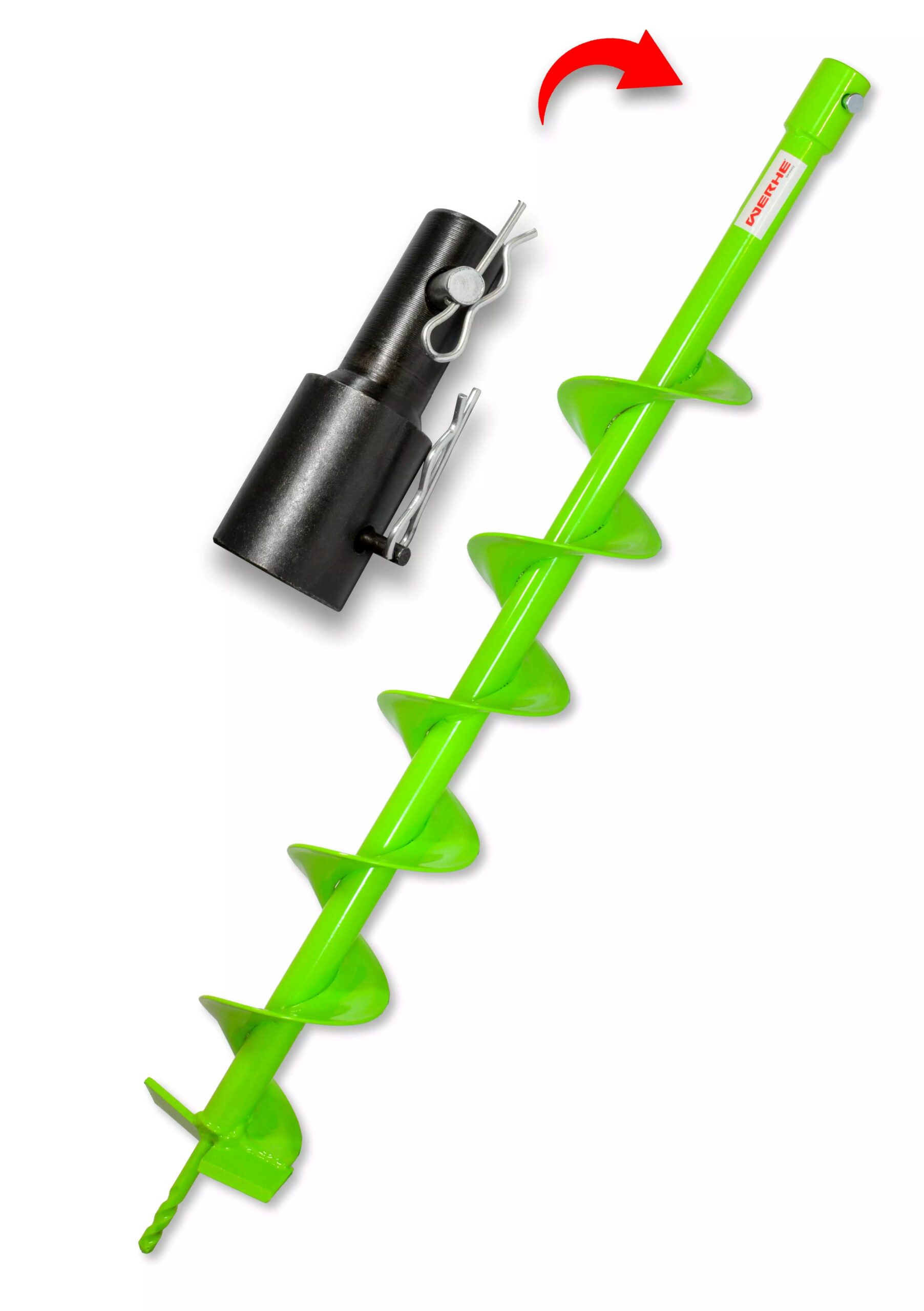 Świder glebowy pełny WERHE 120 mm do wiertnicy spalinowej + Adapter STIHL