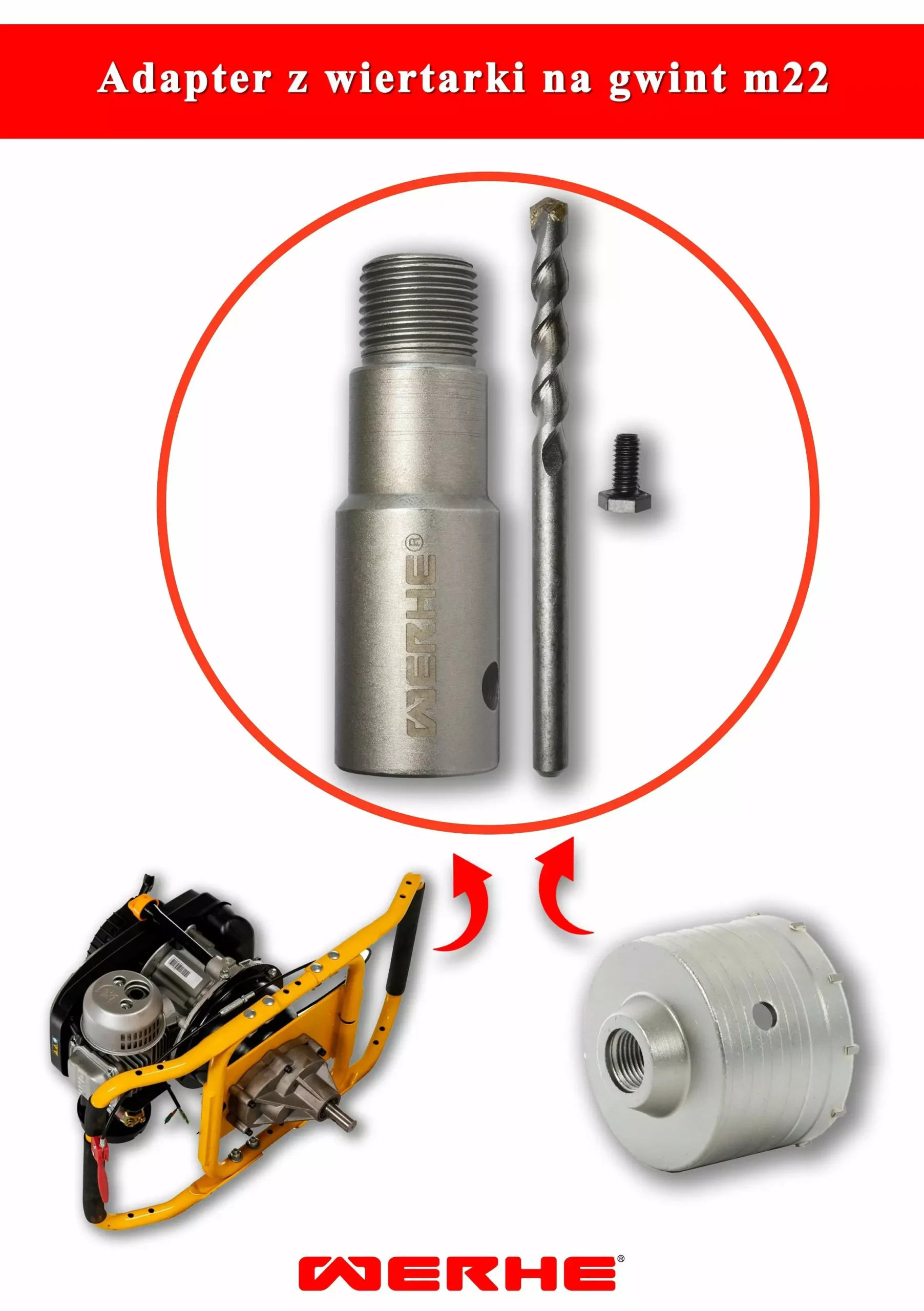 Adapter przejście z wiertnicy do gwintu m22 (8) - obrazek 3